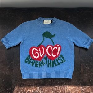 Gucci Beverly Hills Cherry Wool Crop Sweater